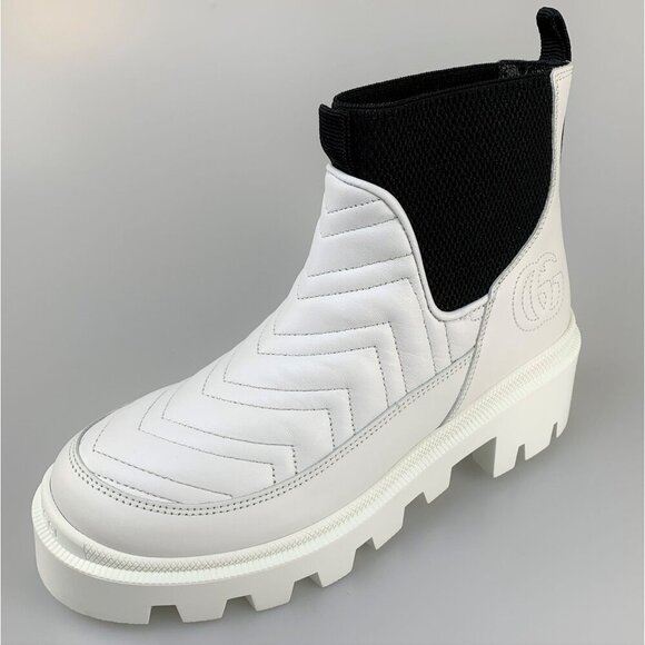 NIB Gucci Women matelassé Chelsea ankle boots in white size 36.5 - Picture 2 of 12